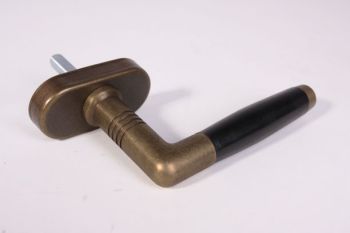 Window handle turn tilt barrel model bronze antique with black ebony