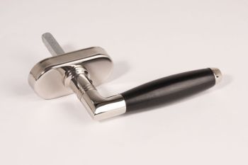 Thirties window handle turn tilt barrel model short shiny nickel with ebony