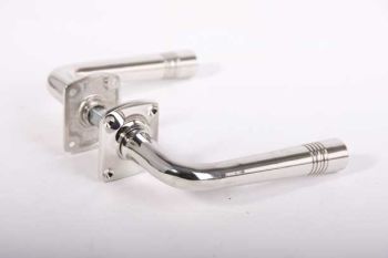 Door handle 1920s nickel shiny with rosettes