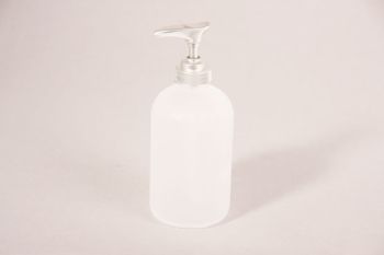Soap dispenser frosted nickel with frosted glass - pump