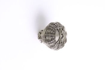 Woven button antique silver fine wire 30mm