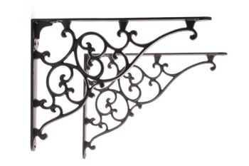 Shelf carrier black cast iron country corner bracket 275 x 205mm each