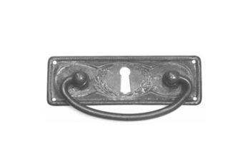 Thin drawer handle bronze antique 97 mm with keyhole