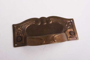Thin handle for drawers brass in bronze antique 87mm