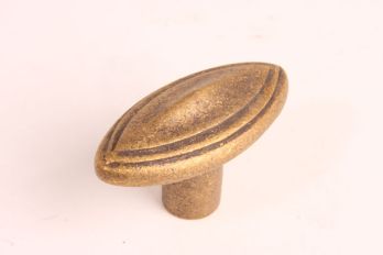 Knob oval bronze antique with rim for furniture and kitchens 67mm