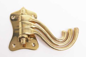 Coat hook with three swivel hooks brass polish