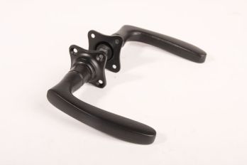 Door handle 1920s cast iron black with rosettes