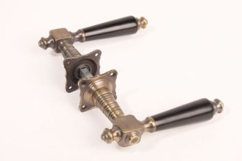 Door handle classic with rosettes bronze antique and black ebony per pair