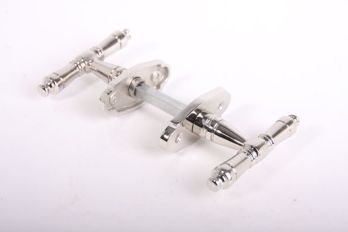 Door handle (pair) shiny nickel including rosettes T-shape