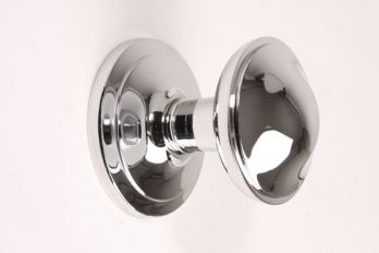 Door knob shiny chrome classic round 70mm
