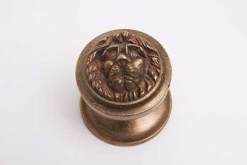 Door knob round lion head for front door fixed bronze antique 74mm