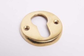 Cylinder rosette round for PC cylinder lock in polished brass