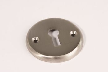 Rosette round with keyhole for beard key brushed nickel