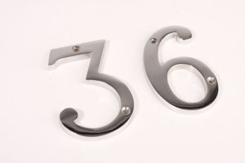 House number shiny chrome digit 0-9 100mm