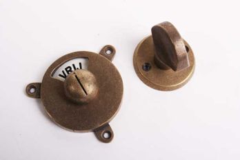 WC closure bronze antique flat knob with round rosette and black and white plate