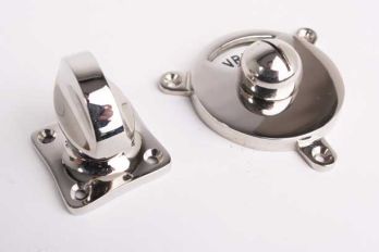 Toilet fitting barrel model vacant b/w shiny nickel flat knob