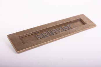 Letterbox large suspended bronze antique 330mm with text BRIEVEN