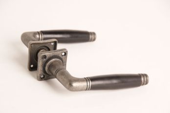 Door handle 1930s silver antique barrel ebony and rosettes per pair