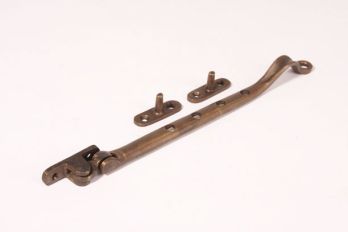 Window stay for pivot windows in bronze antique with two adjusting pins - 8mm