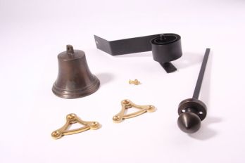 Pull bell set classic bronze antique with a round pointed knob and round rosette