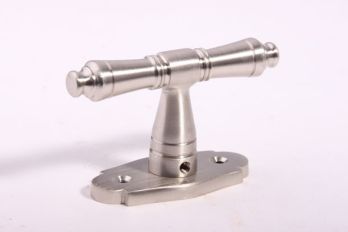Window handle T-shape 92mm brushed nickel 7mm pin