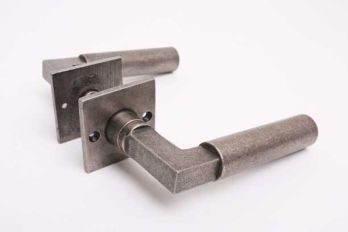 Door handle Bauhaus 120mm silver antique with rosettes per pair