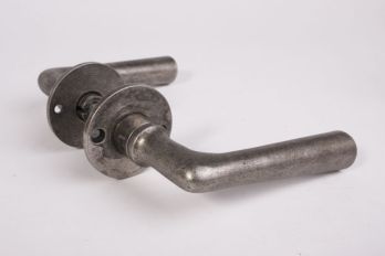 Door handle Bauhaus Kramer with rosettes in silver antique per pair