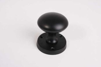 Door knob round swivel black on brass 54mm per pair