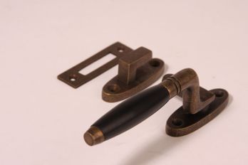 Window catch right barrel model bronze antique ebony