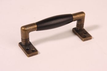 Window handle barrel model 104mm bronze antique - ebony wood