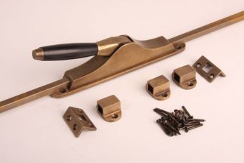 pump espagnolette barrel model bronze antique and ebony with 2 rods