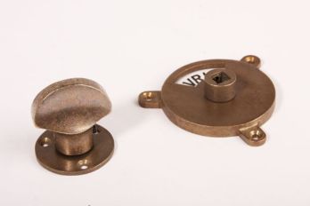 Toilet lock bronze antique with round rosette 832 and black/white free/occupied