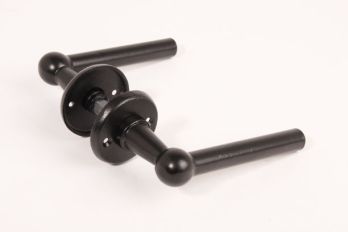 Door handle black railroad handle Chemin de Fer with round rosettes per pair