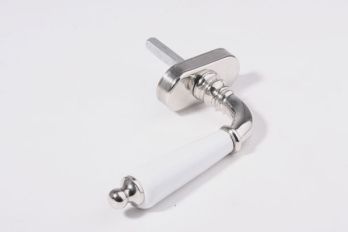 Window handle shiny nickel with white porcelain turn-tilt