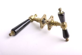 Door handles (pair TL) bronze antique and black porcelain + rosette