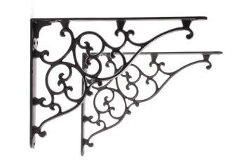 Shelf carrier black cast iron country corner bracket 275 x 205mm each