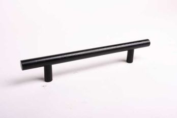 Rod handle round 12mm for kitchens and furniture black 192mm - drilling size 128mm