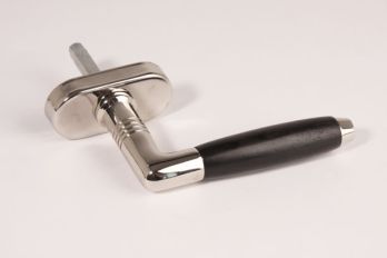 Window handle for turn-tilt 1930s barrel model shiny nickel with ebony