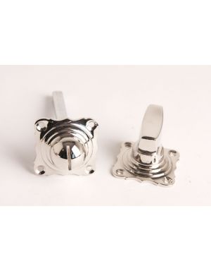 Toilet lock turn knob with excutcheons Bright Nickel 41mm