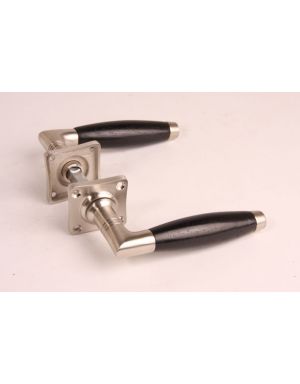 Door handles with escutcheons Brushed Nickel with Black Ebony 119mm