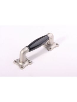 Sash window pull handle Matt Nickel with Black Porcelain 140mm