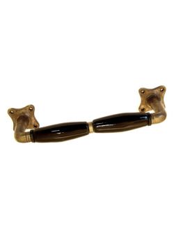 Door handle bronze antique, 2 parts black porcelain (ton) 215mm