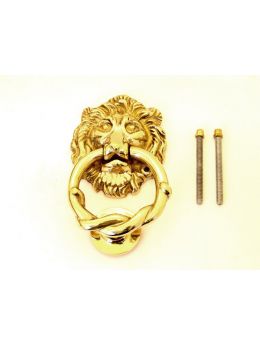 Door knocker polished brass 150mm lionhead