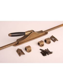 Espagnolette bolt with bars Brass Antique with Black Ebony 2400mm