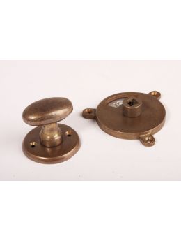 Bathroom lock bronze antique with small oval shaped knob