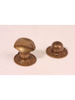 Toilet lock turn knob with excutcheons Brass Antique 38mm