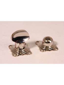 Toilet lock turn knob with excutcheons Bright Nickel 38mm