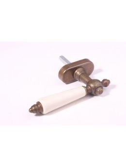 Tilt & Turn window handle Brass Antique with White Porcelain 145mm