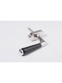 Tilt & Turn window handle Bright Nickel with Black Porcelain 115mm