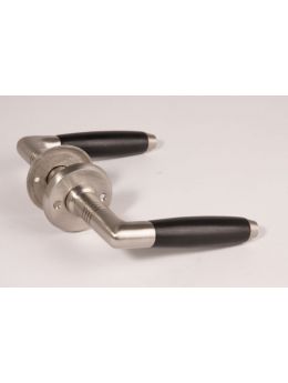 Door handles with escutcheons Brushed Nickel with Black Ebony 110mm